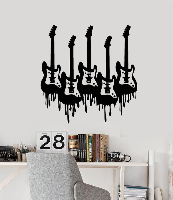 Vinyl Wall Decal Musical Instrument Electric Guitar Rock Music Stickers Mural (g1386)