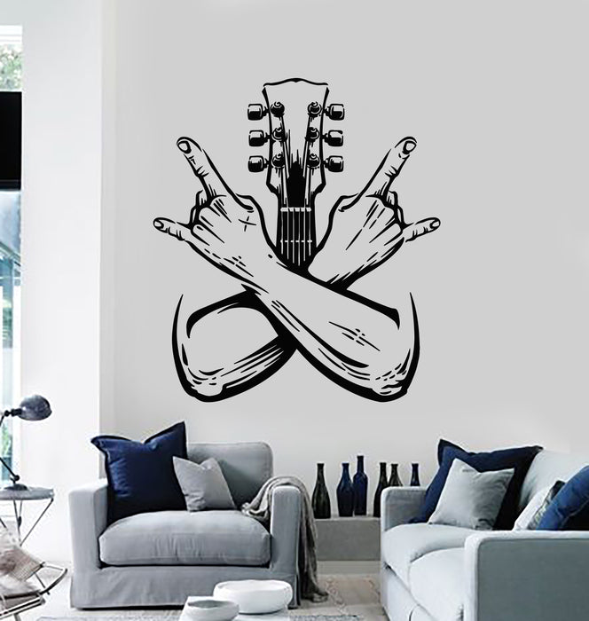 Vinyl Wall Decal Guitarist Band Rock Star Music Guitar Musical Instrument Stickers Mural (g1477)