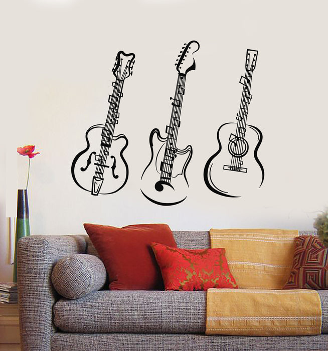 Vinyl Wall Decal Music Rock Pop Notes Guitar Musical Instrument Stickers Mural (g1513)