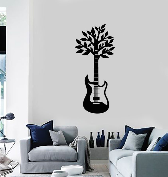 Vinyl Wall Decal Guitar Tree Leaves Music Musical Player Room Decor Art Stickers Mural (ig5560)
