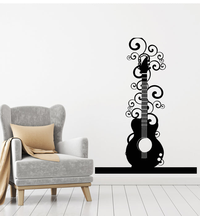 Vinyl Wall Decal Acoustic Guitar Music Playing Musical Instrument Stickers Mural (g452)