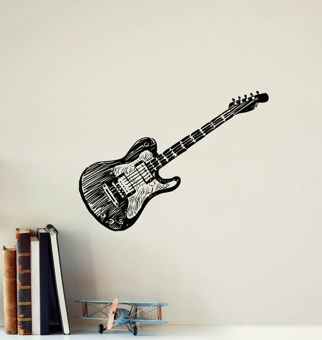 Vinyl Wall Decal Teen Room Electric Guitar Art Musical Instrument Stickers Mural (g6387)