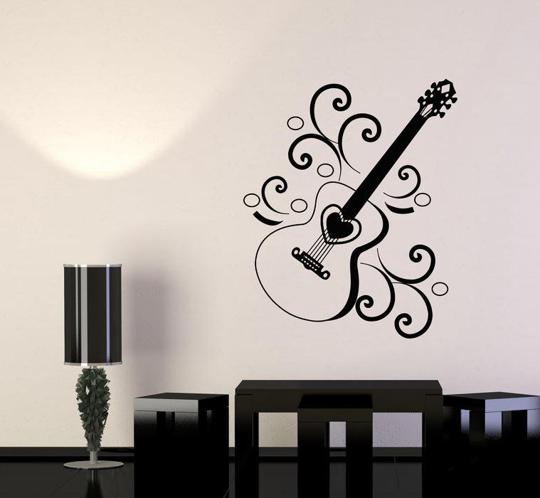Vinyl Wall Decal Music Love Acoustic Guitar Musical Instrument Store Stickers Mural (g7845)