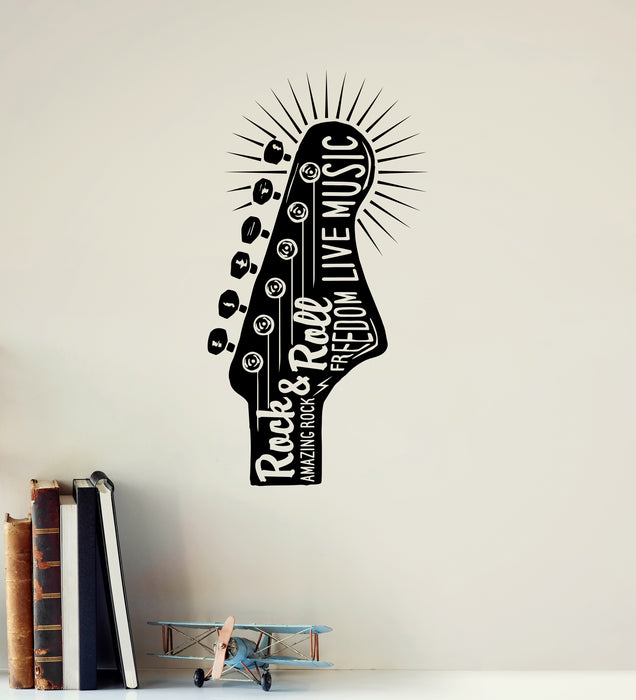 Vinyl Wall Decal Guitar Rock N Roll Music Musical Art Room Stickers Mural (ig6388)