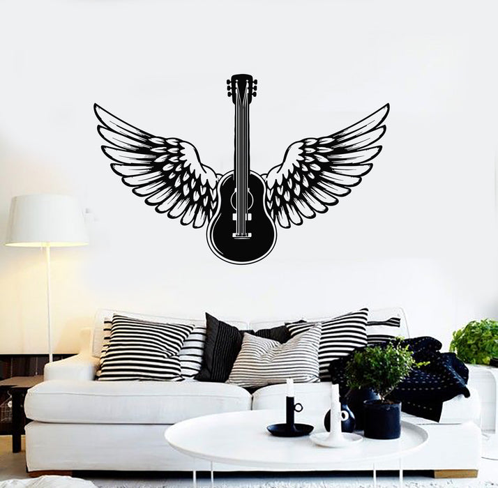 Vinyl Wall Decal Music Guitar Wings Musical Instrument Stickers Mural (g3228)
