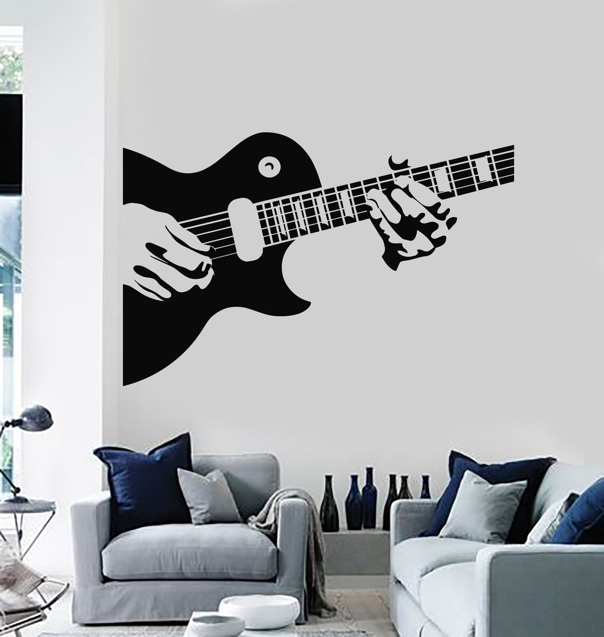 Vinyl Wall Decal Electric Guitar Musical Instrument Guitarist Stickers ...