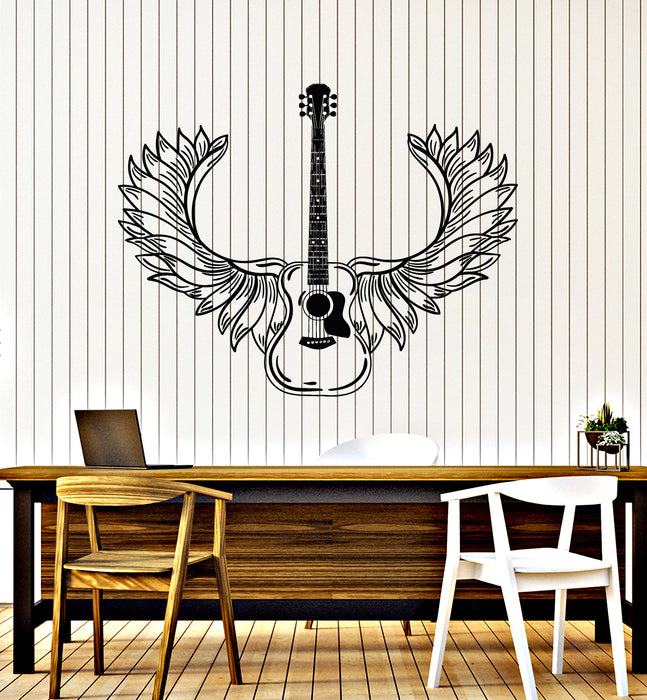 Vinyl Wall Decal Music Electric Guitar Wings Musical Instrument Stickers Mural (g6208)
