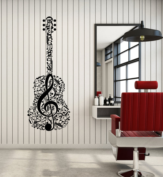 Vinyl Wall Decal Musical Poster Violin Shape Music Notes Guitar Stickers Mural (g7208)