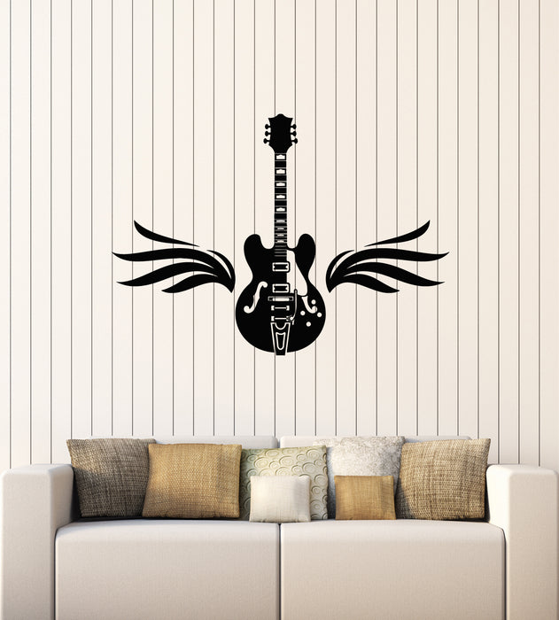 Vinyl Wall Decal Music Guitar Musical Instrument Store Wings Stickers Mural (g4701)