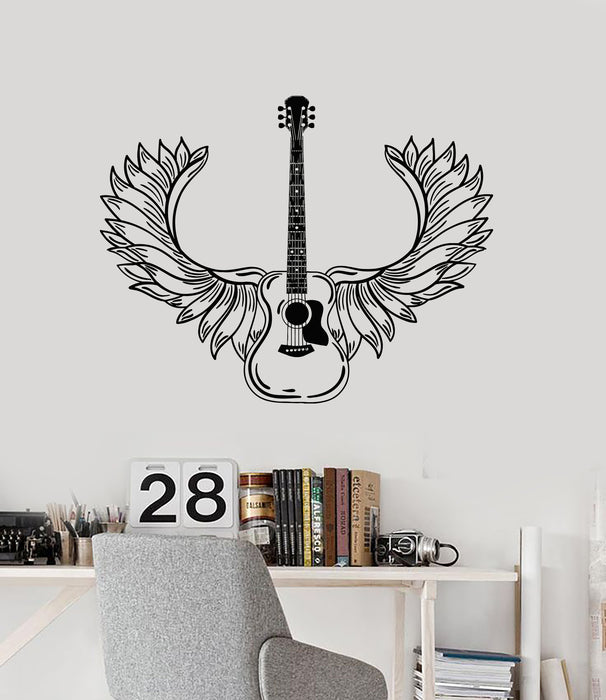 Vinyl Wall Decal Music Electric Guitar Wings Musical Instrument Stickers Mural (g6208)