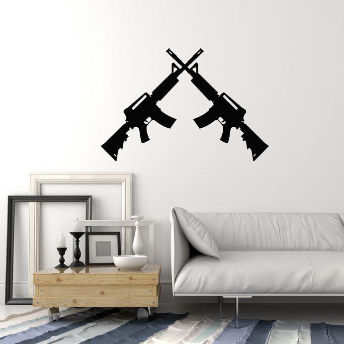 Vinyl Wall Decal Two Assault Rifles Guns Military Art Room Decoration Stickers Mural (ig5459)