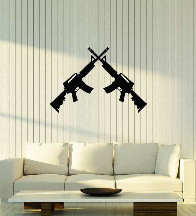 Vinyl Wall Decal Two Assault Rifles Guns Military Art Room Decoration Stickers Mural (ig5459)