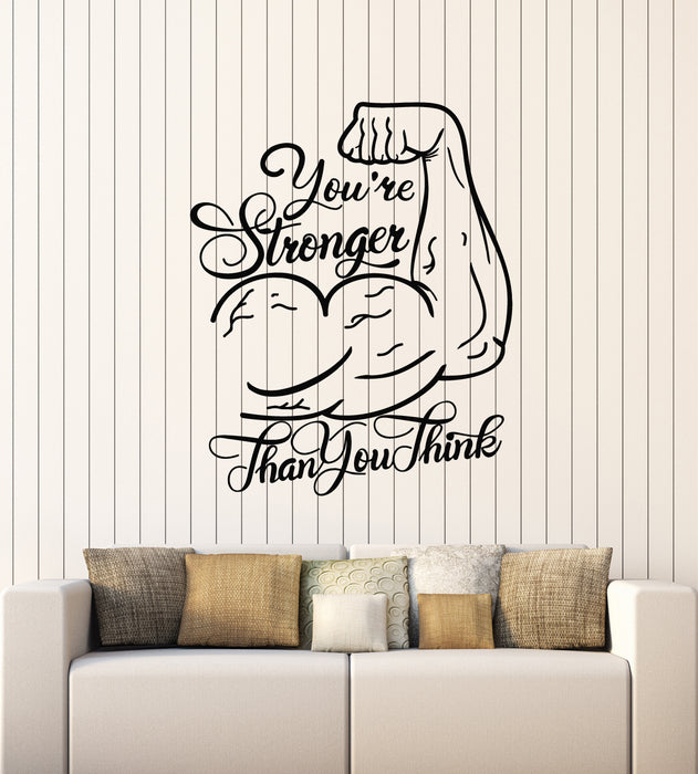 Виниловая наклейка на стену Цитата о спортзале Фраза о мотивации для фитнеса Мускулистая рука Наклейки настенные (g1932)