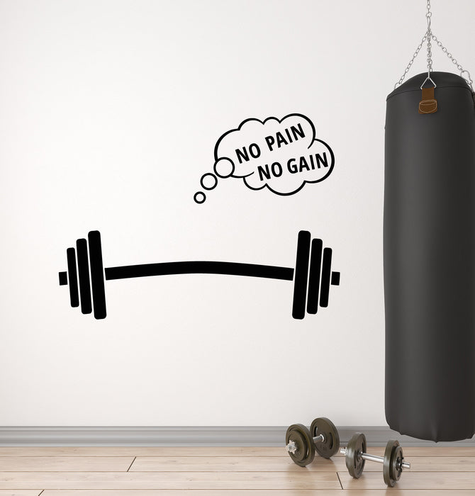 Vinyl Wall Decal No Pain No Gain Fitness Sports Home Gym Style Stickers Mural (g1317)