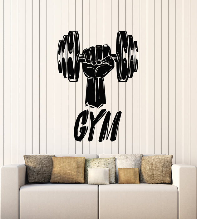 Vinyl Wall Decal Dumbbell Gym Man Fitness Sport Healthy Lifestyle Stickers Mural (g2118)
