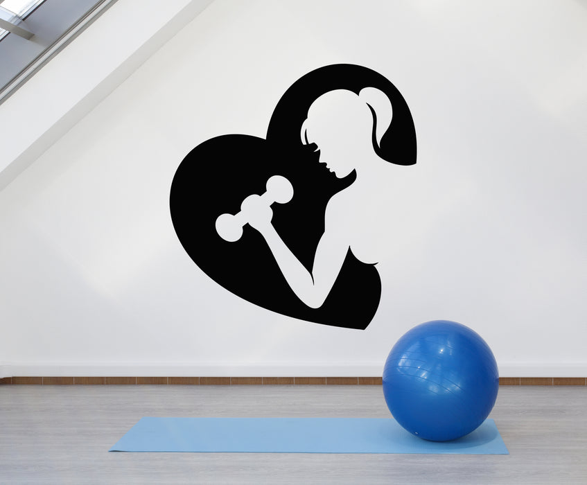 Vinyl Wall Decal Gym Fitness Club Sport Beauty Girl Dumbbell Stickers Mural (g469)