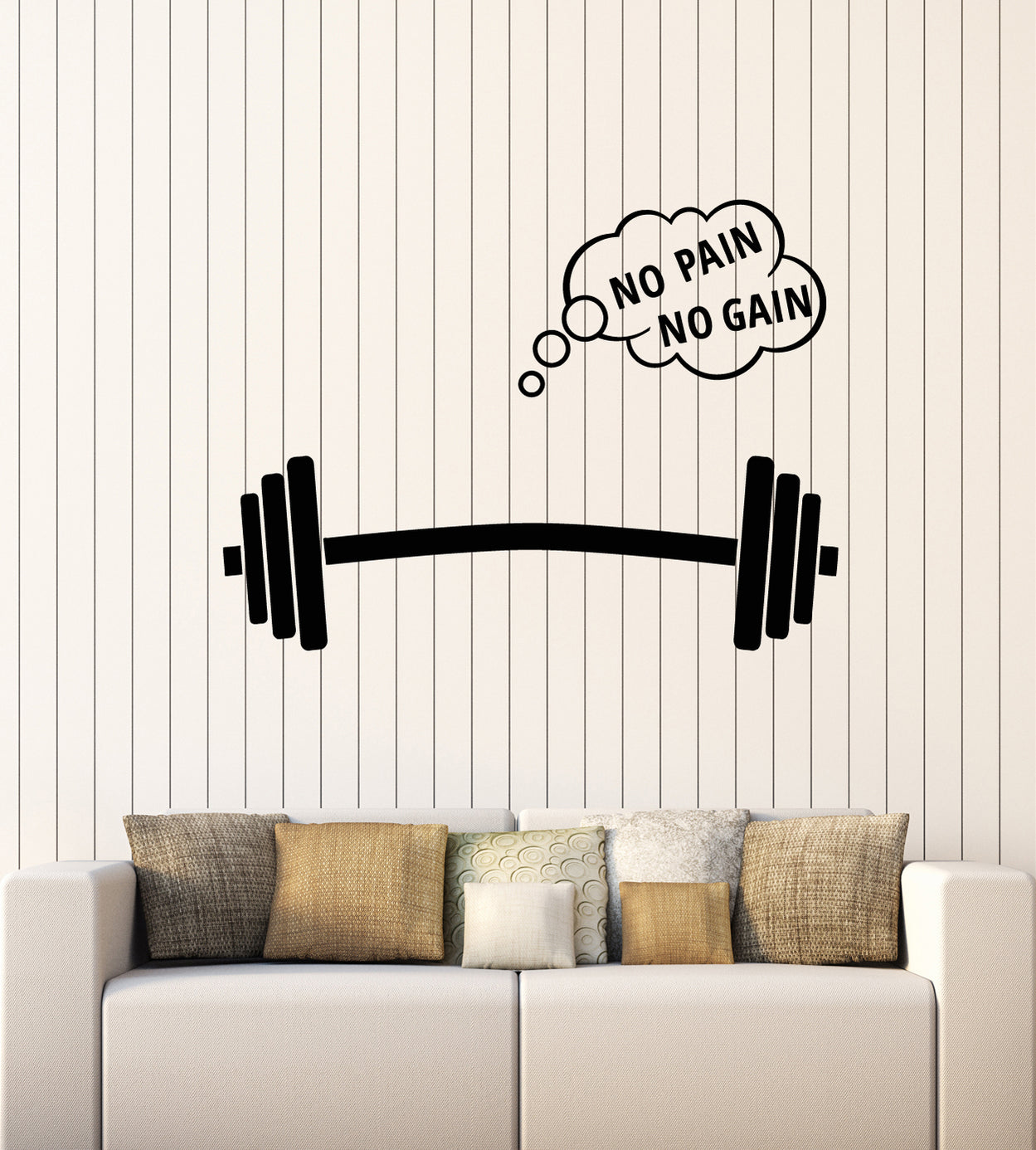 Vinyl Wall Decal No Pain No Gain Fitness Sports Home Gym Style Sticker ...