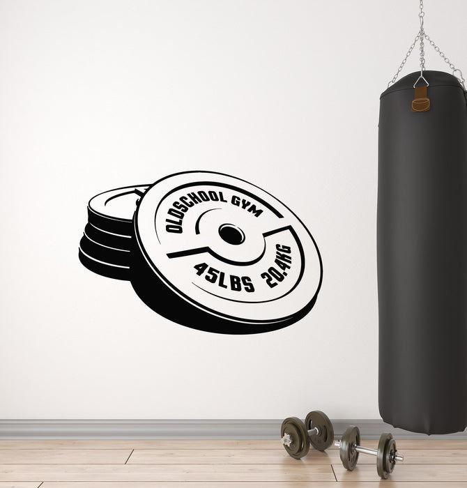 Vinyl Wall Decal Old School Gym Bodybuilding Iron Weight Sports Stickers Mural (g1497)
