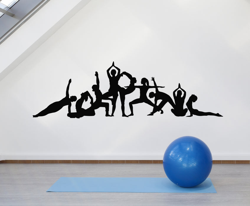 Autocollant mural en vinyle pour filles, pose de yoga, méditation, asana zen, relaxation (g1905)