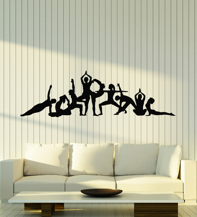 Autocollant mural en vinyle pour filles, pose de yoga, méditation, asana zen, relaxation (g1905)