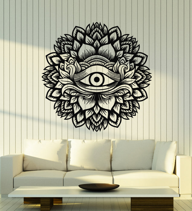 Vinyl Wall Decal Eye Mandala Yoga Meditation Room Leaves Stickers Mural (g2509)