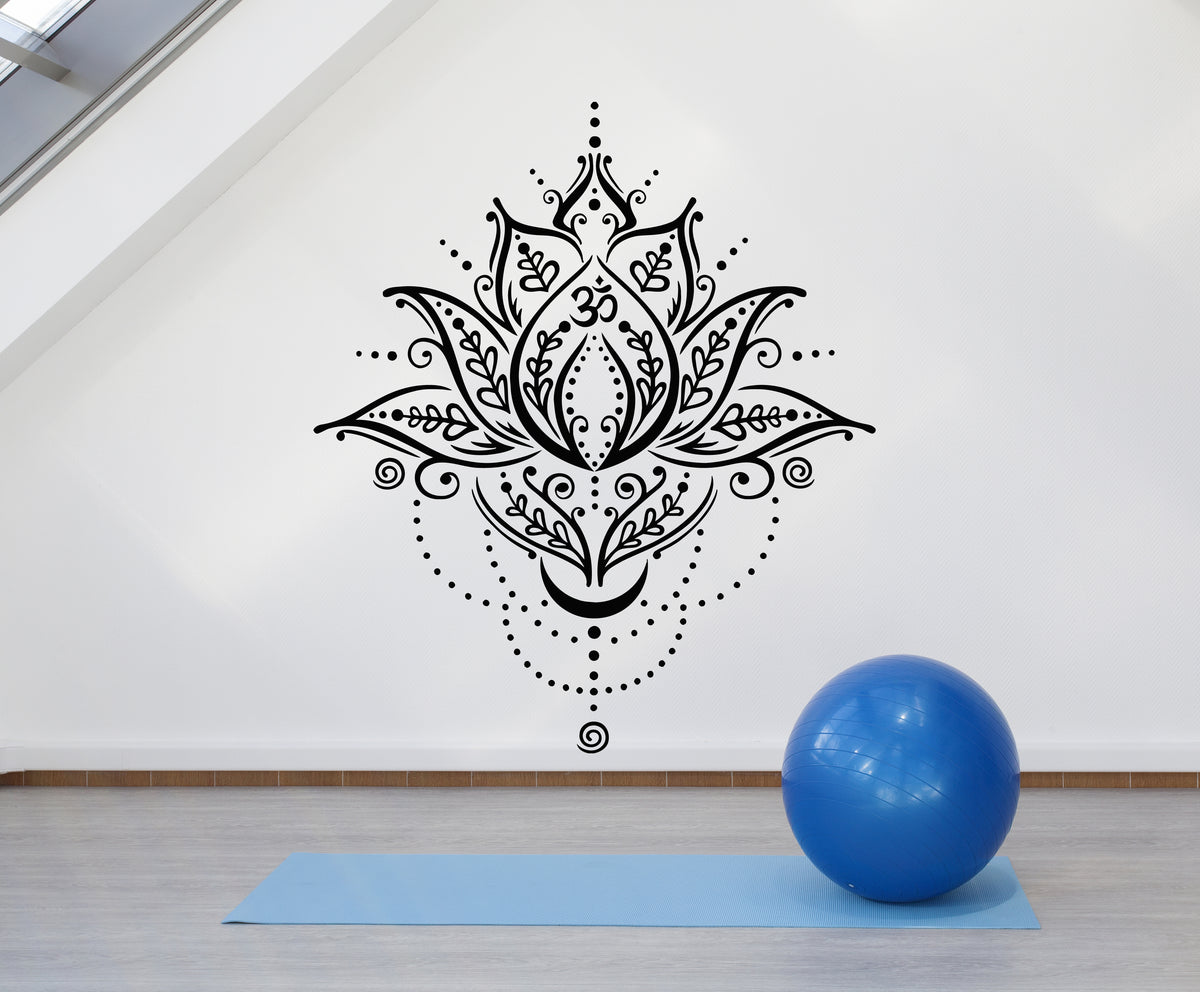 Vinyl Wall Decal Meditation Yoga Spa Center Lotus Flower Symbol Sticke ...