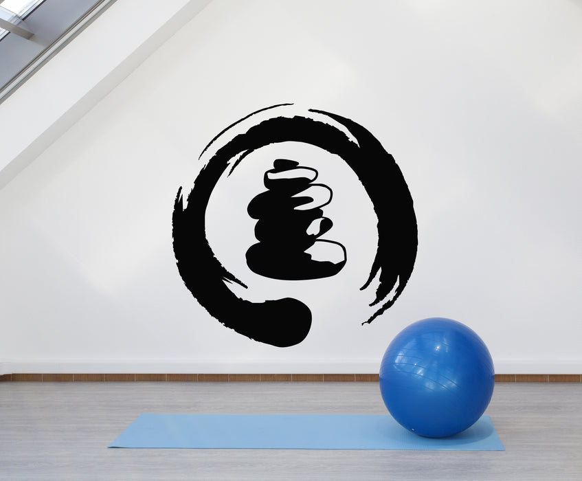 Vinyl Wall Decal Circle Yoga Center Stone Mediation Zen Balance Stickers Mural (g977)