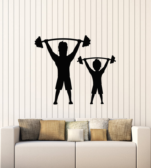 Vinyl Wall Decal Gym Fitness Sports Dad Son Healthy Family Stickers Mural (g4539)