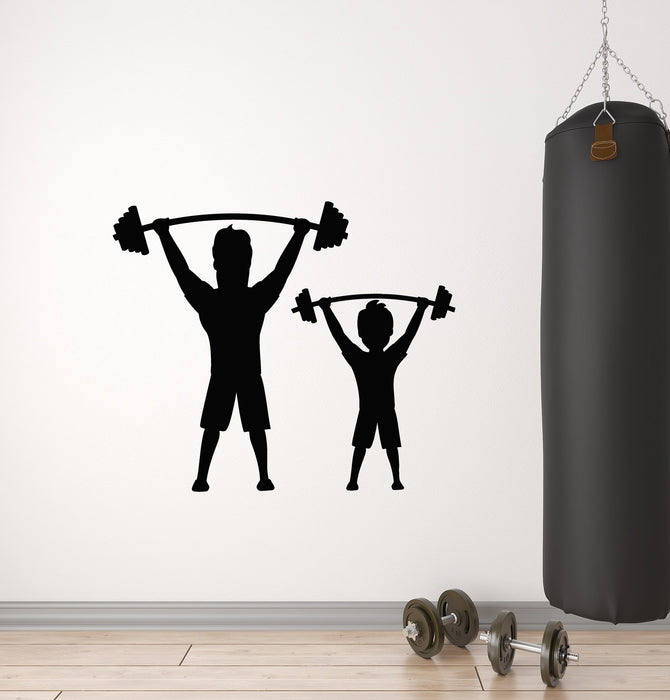 Vinyl Wall Decal Gym Fitness Sports Dad Son Healthy Family Stickers Mural (g4539)