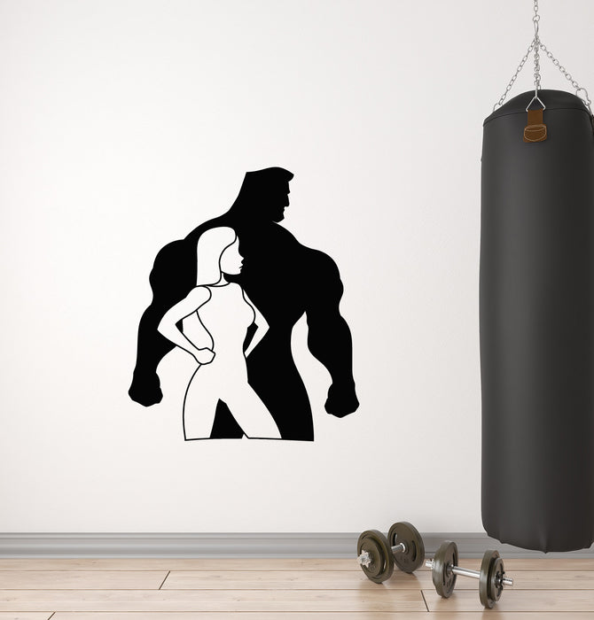 Vinyl Wall Decal Girl Man Fitness Gym Bodybuilding Sports Stickers Mural (g4544)