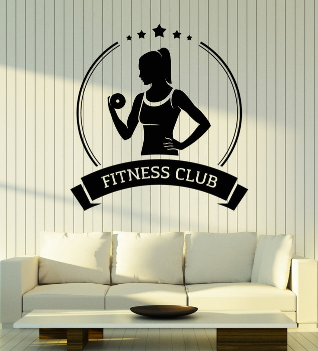 Vinyl Wall Decal Fitness Club Girl Woman Sports Gym Decor Stickers Mural (g5966)