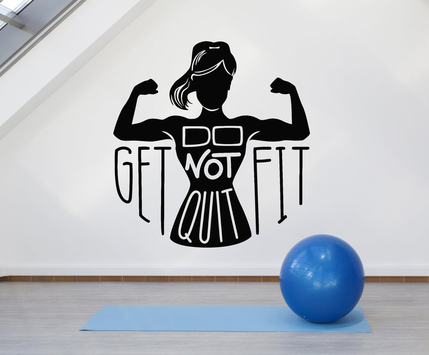 Vinyl Wall Decal Gym Girl Fitness Sport Fit Motivation Phrase Stickers Mural (g5416)