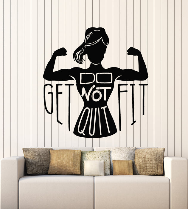 Vinyl Wall Decal Gym Girl Fitness Sport Fit Motivation Phrase Stickers Mural (g5416)