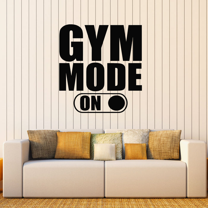Виниловая наклейка на стену Gym Mode On Iron Sport Fitness Club Мотивационные наклейки Mural (g8075)