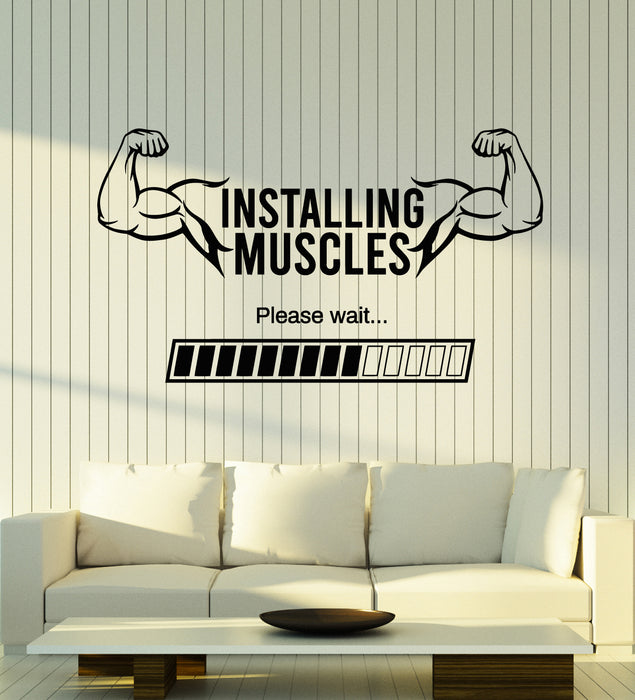 Vinyl Wall Decal Gym Installing Musculus Loading Iron Sports Stickers Mural (g7620)