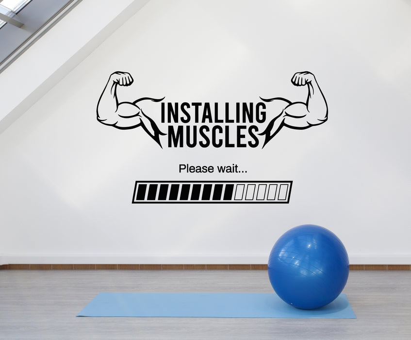 Виниловая наклейка на стену Тренажерный зал Установка Musculus Загрузка Железа Спортивные наклейки Фреска (g7620)