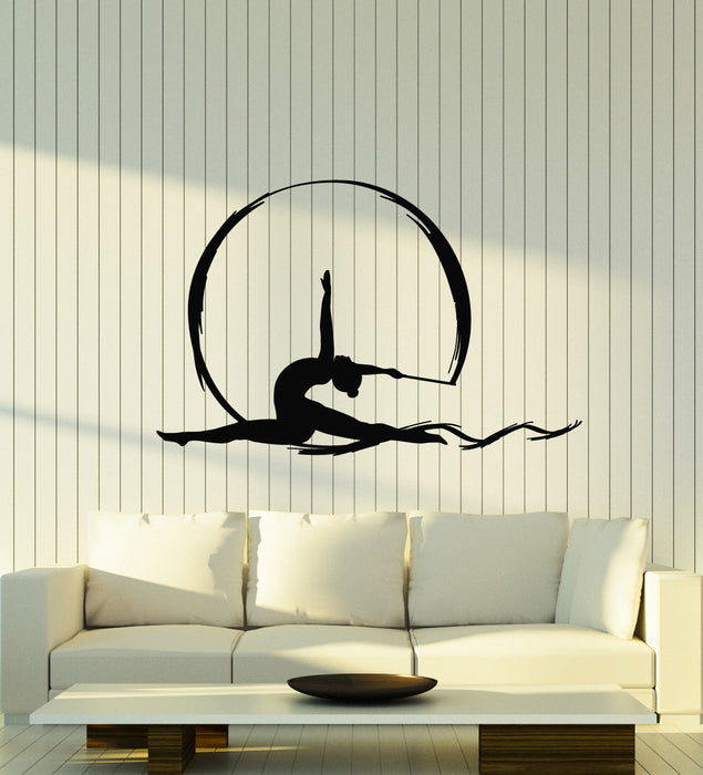 Vinyl Wall Decal Artistic Gymnastics Aerial Silks Sport Dancing Girl Stickers Mural (g1469)