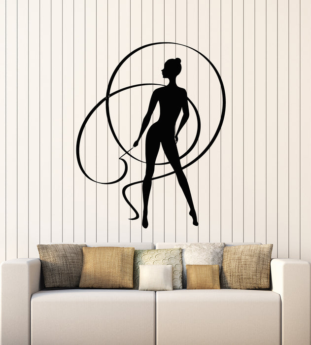Vinyl Wall Decal Dancing Girl Athlete Artistic Gymnastics Gym Stickers Mural (g2408)