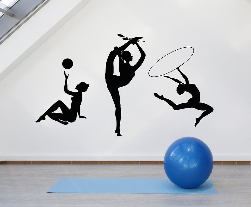 Vinyl Wall Decal Athletic Girls Gymnast Sports Club Artistic Gymnastics Stickers Mural (g2409)