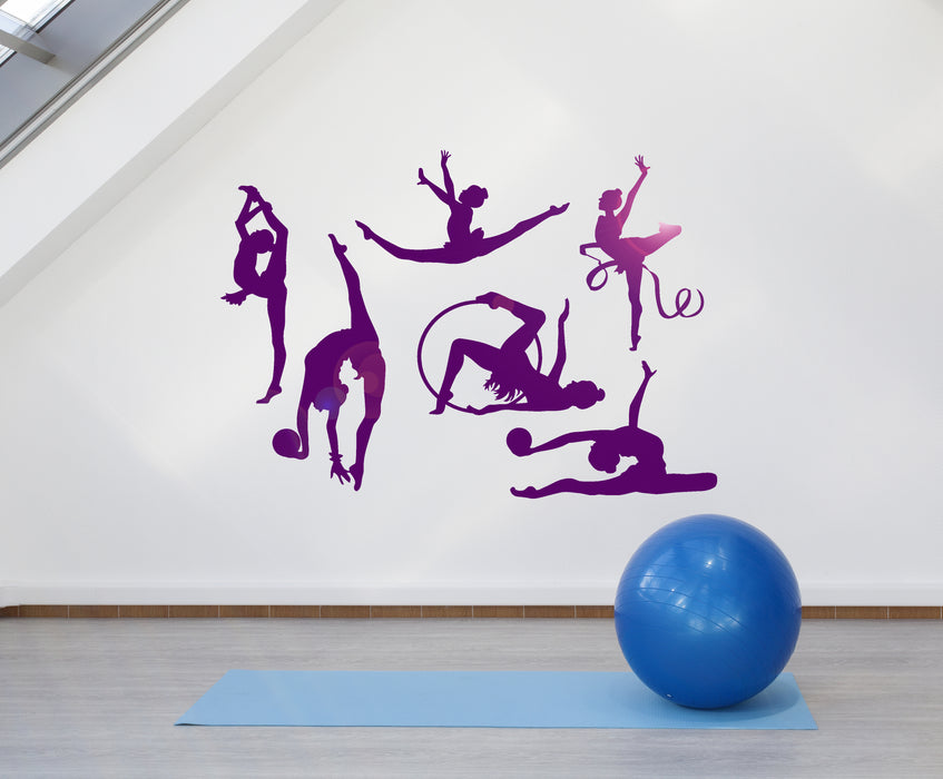 Vinyl Wall Decal Athlete Gymnastics Sport School Dancing Girls Figure Stickers Mural (g2019)