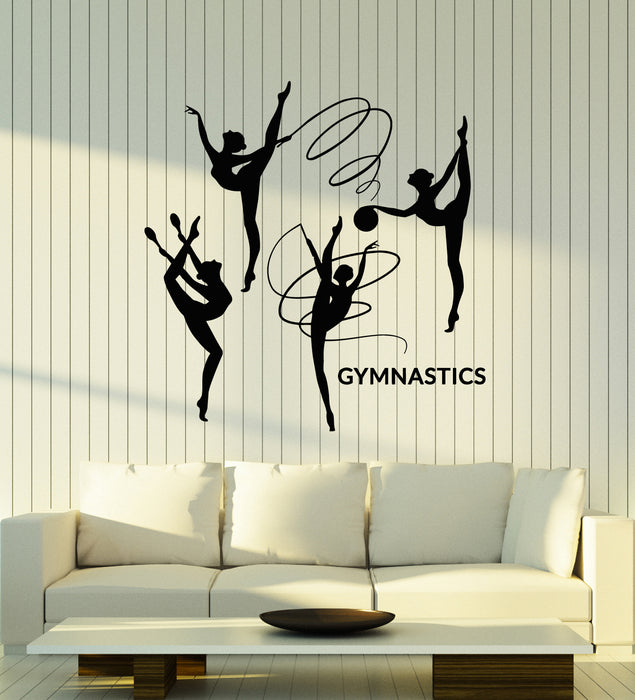 Vinyl Wall Decal Gymnastics Girl Dancing Athletic Figure Gymnast Sports Stickers Mural (g6664)