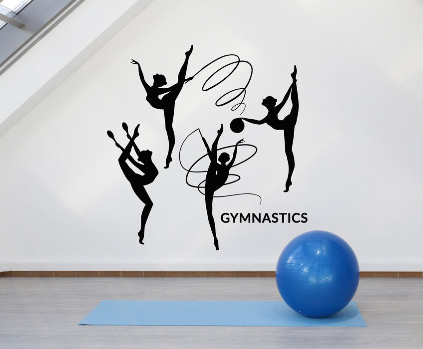 Vinyl Wall Decal Gymnastics Girl Dancing Athletic Figure Gymnast Sports Stickers Mural (g6664)