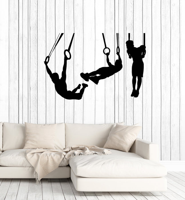 Vinyl Wall Decal Silhouette Gymnasts Gymnastics Rings Sports Decor Art Stickers Mural (ig5391)