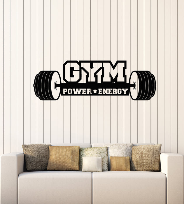 Vinyl Wall Decal Sport Motivation Gym Power Energy Fitness Stickers Mural (g3685)