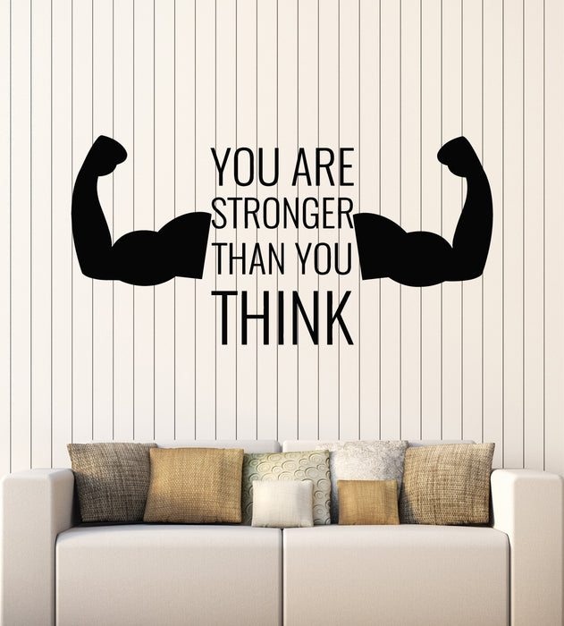 Vinyl Wall Decal Gym Quote Stronger Iron Sport Fitness Decor Stickers Mural (g6837)