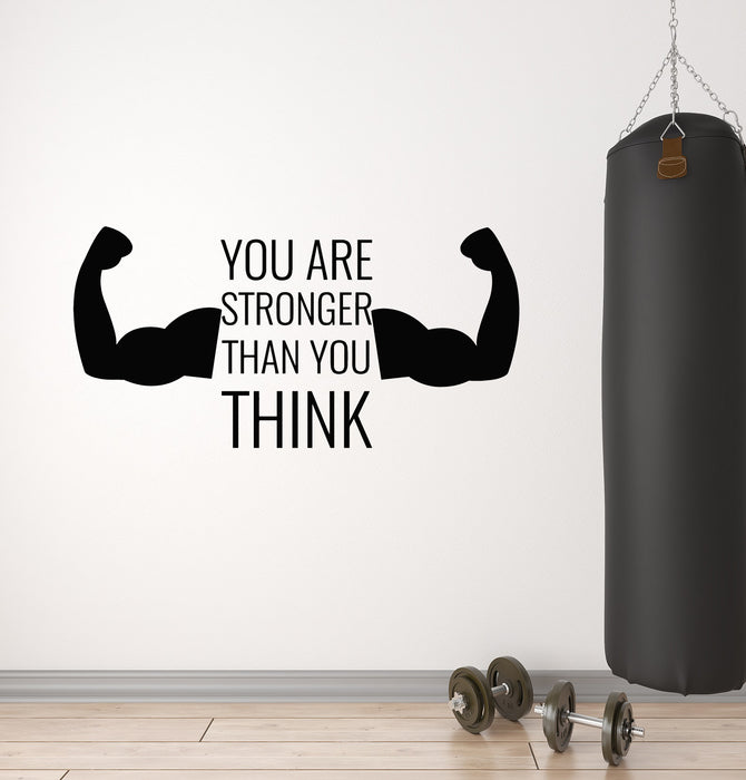 Vinyl Wall Decal Gym Quote Stronger Iron Sport Fitness Decor Stickers Mural (g6837)