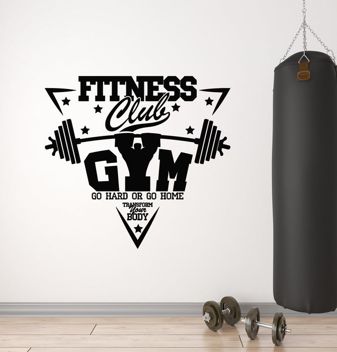 Vinyl Wall Decal Gym Fitness Club Transform Your Body Iron Sports Stickers Mural (g4323)