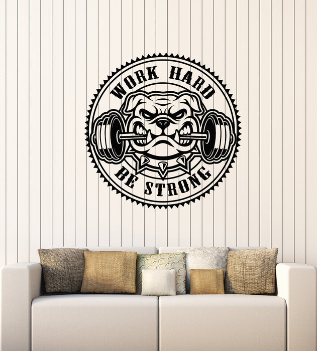 Vinyl Wall Decal Gym Fitness Bodybuilding Work Hard Be Strong Stickers Mural (g4518)