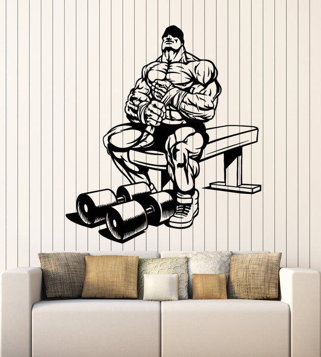 Vinyl Wall Decal Gym Bodybuilding Fitness Strongman Iron Sports Stickers Mural (g5837)