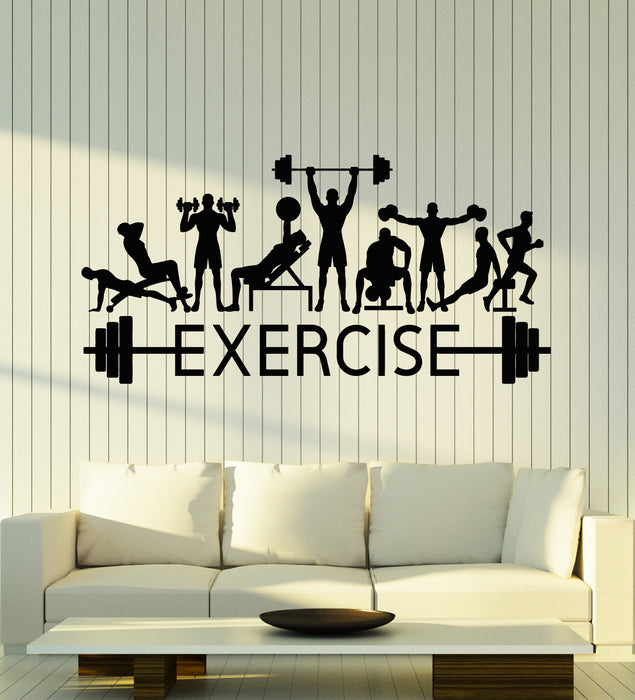 Vinyl Wall Decal Exercise Gym Iron Sport Weight Fitness Stickers Mural (g5938)